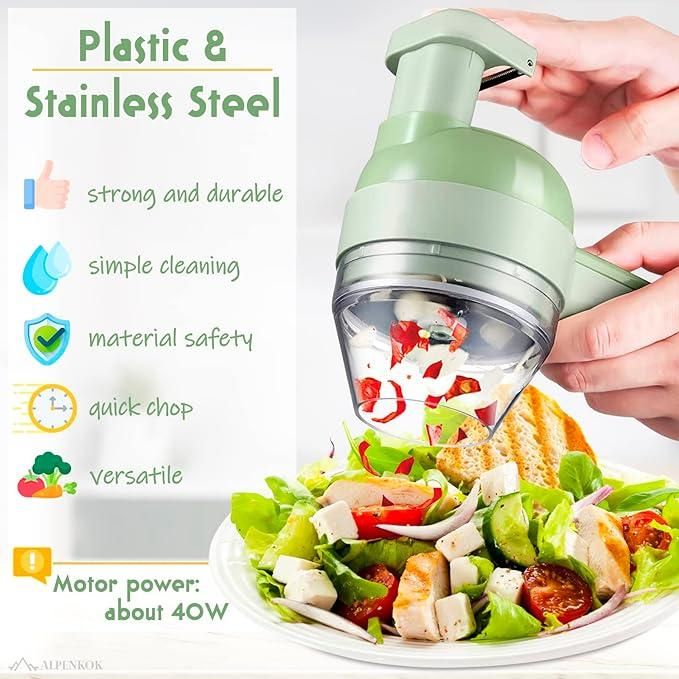 4 in 1 Electric Mini Food Chopper | USB Rechargeable Vegetable & Meat Chopper |(Multi-Use)
