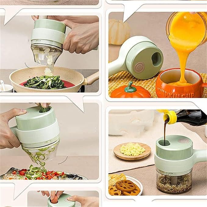 4 in 1 Electric Mini Food Chopper | USB Rechargeable Vegetable & Meat Chopper |(Multi-Use)